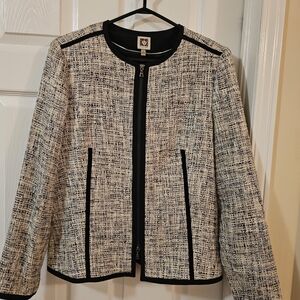 Anne Klein Black and White Textured Blazer